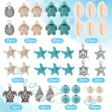 DIY Jewelry Making Finding Kit, Including Turtle & Starfish & Synthetic Germstone Beads, Alloy Pendants, Natural Shell Links Connectors, Antique Silver, 170Pcs/box