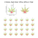 24Pcs 2 Colors Alloy Enamel Pendants, Maple Leaf, Platinum & Light Gold, 20x18x2mm, Hole: 1.6mm, 12pcs/color