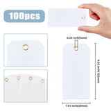 PVC Price Tags with Metal Eyelet, Rectangle, White, 102x50mm, Hole: 5mm