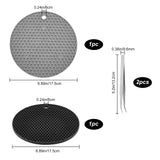 2Pcs Silicone Hot Pads, with 2Pcs Iron Beading Tweezers, Mixed Color, 132~175x9.6~175x2~6mm, Hole: 12mm