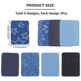 10Pcs 5 Styles Cloth Iron on/Sew on Repair Patches, Elbow Knee Appliques, for Sweatshirt Loose T Shirt Jeans, Rounded Rectangle, Mixed Patterns, 96x126x5mm, 2pcs/style