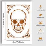 PET Hollow Out Drawing Painting Stencils, for DIY Scrapbook, Photo Album, Skull, 297x210mm