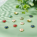 96Pcs 12 Style Alloy Enamel Bead Caps, Flower, Mixed Color, 9.5~10x8.5~9x2.5~3mm, Hole: 1.2~1.4mm, 8pcs/style