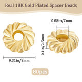 80Pcs Alloy Spacer Beads, Cadmium Free & Lead Free, Flower Disc, Real 18K Gold Plated, 8x2.5mm, Hole: 2mm