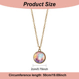 4Pcs 4 Style Luminous Glass Round Planet Pendant Necklaces Set, Glow in the Dark Alloy Jewelry for Women, Mixed Color, 19.80 inch(50.3cm), 1Pc/style