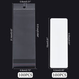 100Pcs Paper Keychain Display Cards, with 100Pcs OPP Cellophane Bags, White, 15x5.2x0.03cm