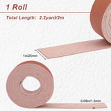 PU Leather Fabric, for Shoes Bag Sewing Patchwork DIY Craft Appliques, Sienna, 2.5x0.13cm, 2m/roll