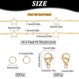 DIY Chain Necklaces Making Kits, Including Brass Star Link Chains, 304 Stainless Steel Lobster Claw Clasps & Open Jump Rings, Real 18K Gold Plated