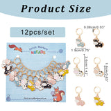 12Pcs 6 Colors Alloy Enamel Cow Charm Locking Stitch Markers, with 304 Stainless Steel Leverback Earring Findings & Jump Rings, Mixed Color, 36mm, Pin: 0.8mm, 2Pcs/Color