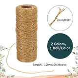 2 Rolls 2 Colors Polyester Braided Metallic Cord, for Gift Wrapping, Round, Mixed Color, 2mm, about 109.36 yards(100m)/roll, 1 roll/color