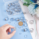 DIY Finger Rings Making Kits, with Adjustable 304 Stainless Steel Finger Rings Components, Transparent Glass Cabochons and Box Container, Flat Round, Stainless Steel Color, 8.2x8.2x2.7cm, 48pcs/box