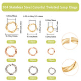 90Pcs 9 Styles 304 Stainless Steel Jump Rings, Open Jump Rings, Twisted, Mixed Color, 6~10x1~1.3mm, Inner Diameter: 4~8mm, 10pcs/style