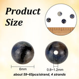 4 Strands Natural Sodalite Beads Strands, Round, 6mm, Hole: 0.8~1.2mm, about 59~65pcs/strand, 15.04~15.51''(38.2~39.4cm)