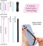 4 Sets 4 Colors Wrist Strap Hand Lanyard Silicone Elastic Moblie Straps, with 304 Stainless Steel Buckle, Mixed Color, 10x2.5x0.15cm, 1set/color