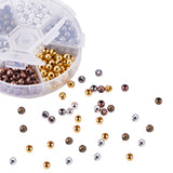 Iron Spacer Beads, Round, Mixed Color, 4~5mm, Hole: 1.5~2mm, about 70pcs/color, 420pcs/box