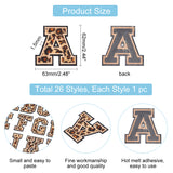 Leopard Print Pattern Computerized Embroidery Polyester Iron on/Sew on Patches, Costume Accessories, Appliques, Alphabet, Letter A~Z, 60~64x42~73x1.5mm, 26pcs/set