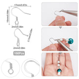 100Pcs 304 Stainless Steel French Earring Hooks, Flat Earring Hooks, Ear Wire, with Horizontal Loop, Stainless Steel Color, 14x17x2mm, Hole: 2mm, 21 Gauge, Pin: 0.7mm