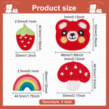 24Pcs 4 Style Crochet Appliques, Cotton Yarn Knitting Embroidered Embellishments for Bag, Clothing, Headbands, Hats, Pillow, Mixed Patterns, 26~48x44.5~55x2.5~3mm, 6pcs/style