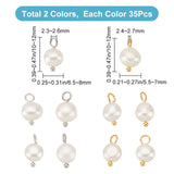 70Pcs 2 Colors Natural Cultured Freshwater Pearl Charms, with Platinum Tone Brass Ball Head pins, Oval, Mixed Color, 10~12x6.5~8x4~5.5mm, Hole: 2.3~2.6mm, 35pcs/color