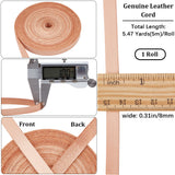 5M Flat Cowhide Leather Cord, Jewelry DIY Making Material, PeachPuff, 8x1mm, about 5.47 Yards(5m)/Bundle