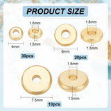 60Pcs 3 Styes Brass Beads, Long-Lasting Plated, Flat Round/Disc, Heishi Beads, Real 18K Gold Plated, 4~7.5x1.5mm, Hole: 1.6~1.8mm