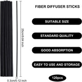 120Pcs Fiber Diffuser Replacement Sticks, Rattan Sticks, Black, 250x3mm