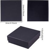 Kraft Paper Jewelry Boxes, with Sponge, Square, Black, 12x12x4.2cm