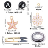 DIY Children's Day Themed Stretch Bracelets Making Kits, Including Flat Round with Alphabet Acrylic Beads, Flower & Starfish Alloy Enamel Pendants, Elastic Thread, Mixed Color, Beads: 1456pcs
