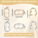 6Pcs 2 Colors Brass Twister Clasps, Peanut Enhancer Clasp, with Crystal Rhinestone, for Purse Making, Platinum & Golden, 19x10x3.5mm, Inner Diameter: 12.5x6.5mm, about 3pcs/color