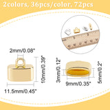 72Pcs 2 Colors Alloy Cord Ends, Platinum & Golden, 10x11.5x5mm, Hole: 2mm, Inner Diameter: 9x3mm, 36Pcs/color