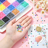 Handmade Polymer Clay Beads, for DIY Jewelry Crafts Supplies, Disc/Flat Round, Mixed Color, 4x1mm, Hole: 1mm, 24colors, about 380~400pcs/color, 9120~9600pcs/box