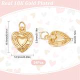 24Pcs Alloy Pendants, Long-Lasting Plated, with Jump Ring, Heart Charm, Real 18K Gold Plated, 15.5x12.5x3mm, Hole: 3.5mm