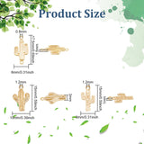 12Pcs 3 Style Brass Links/Connectors, Cactus, Real 18K Gold Plated, 15~17.5x8~10x1~3mm, Hole: 0.8~1.2mm