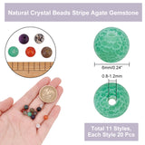 220Pcs 11 Styles Natural Gemstone Beads, Round, Mixed Dyed and Undyed, 6mm, Hole: 0.8~1.2mm, 20pcs/style