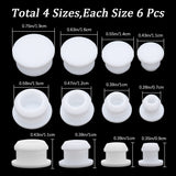 24Pcs 4 Style Silicone Bottle Seal Plug, Reusable Replacement Bottle Stopper, White, 11~19x9~11mm, Pin: 7~15mm, 6pcs/style