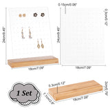 Acrylic Slant Back Earrings Display Stands, with Wood Base, L-Shaped Earring Organizer Holder for Earring Storage, Clear, 24x7.1x18cm