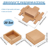 Kraft Paper Storage Gift Drawer Boxes, Gift Packaging Case for Wedding Party Supplies, BurlyWood, Square, 8.3x8.3x3.2cm