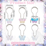 Iron Shower Curtain Rings for Bathroom, with Resin Butterfly Pendants, Platinum, 100mm, 2pcs/color, 6 colors, 12pcs/set