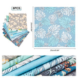 Twill Print Cotton Fabric, for Patchwork, Sewing Tissue to Patchwork, Mixed Color, 25x25cm, 8pcs/bag