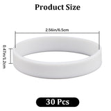 Flat Plain Silicone Cord Bracelet for Men Women, White, Inner Diameter: 2-1/2 inch(6.5cm)