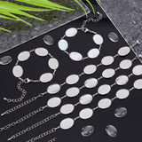 Oval 304 Stainless Steel Cabochon Setting Bracelets, with Transparent Glass Cabochons, for Link Bracelets Making, Stainless Steel Color, Tray: 18.5x13.5mm, 6-3/4 inch(17cm), 8pcs/set