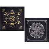 2Pcs 2 Style Non-woven Square Altar Tarot Tablecloth, Pentagram Sun Moon Tablecloth, Mixed Patterns, 490x490x0.3mm, 1pc/style