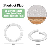 925 Sterling Silver Open Jump Rings, Round Rings, Silver, 6x0.8mm, Inner Diameter: 4mm