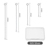 4Pcs 4 Styles Sterling Silver Cable Chain Extender, End Chains with Spring Clasps, Platinum, 32~100x1.5mm, 1Pc/style