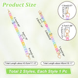 2Pcs 2 Style Rainbow Color Transparent Acrylic Curb Chain Bag Handles, with Golden Alloy Swivel Clasps and Spring Gate Rings, for Bag Straps Replacement Accessories, Colorful, 43.5~46cm, 1pc/style