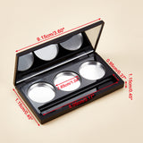 DIY Empty Eyeshadow Box, Plastic 3 Compartments Eyeshadow Palettes Sub Boxes, with Empty Round Aluminum Palette Pans, Black, 5.05x9.15x1.15cm