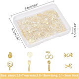 Alloy Cabochons, Epoxy Resin Supplies Filling Accessories, for Resin Jewelry Making, Mixed Shapes, Golden, 160pcs/box