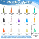 Plastic Fluid Precision Blunt Needle Dispense Tips, Mixed Color, 82x82x27mm, 120pcs/box