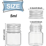 Glass Bottles, with Screw Aluminum Cap and Silicone Stopper, Empty Jar, Platinum, Clear, 3x2.2cm, Capacity: 5ml(0.17 fl. oz), 20pcs/box
