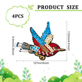 Bird Polyester Embroidery Iron on Appliques, Sequin/Paillette Beaded Patch, Sewing Craft Decoration, Red, 112x127x6.5mm